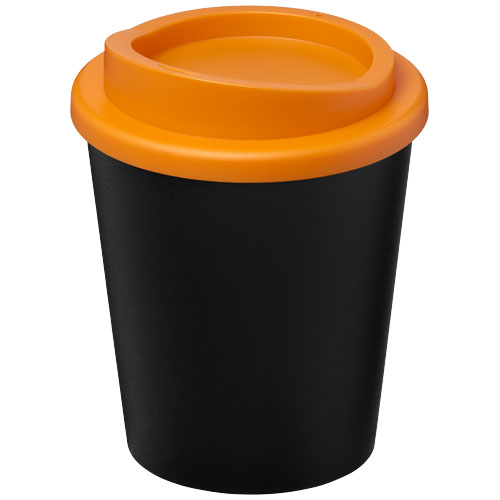 Gobelet recyclé promotionnel Espresso Eco de 250 ml Americano® noir / Orange